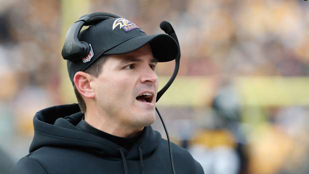 Baltimore Ravens defensive coordinator Mike Macdonald